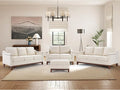 Modern 4 Piece Sofa Set with Rivets Included Upholstered Loveseat 2-Seater CouchesChenille 3 Seater Couch with Solid Wood Legs Storage Ottoma Living Room Furniture SetBeige
