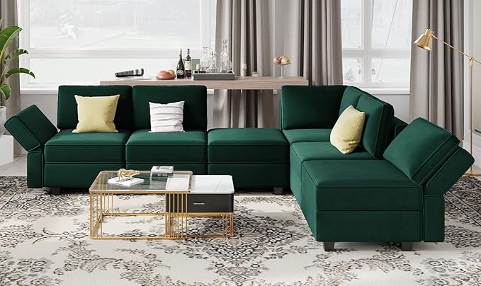 Belffin Modular Sofa Armrest Backrest Module for Modular Sectional Sofa Couch Side Armrest Backrest Velvet Green
