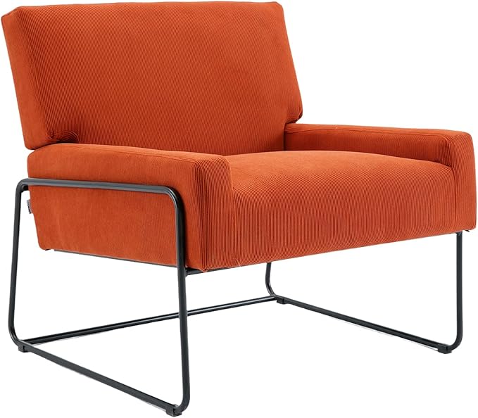Accent Chair - Modern Industrial Slant Armchair with Metal Frame - Premium High Density Soft Single Chair for Living Room Bedroom
