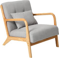 Mid Century Modern Accent Chair with Wood Frame Upholstered Living Room Chairs Reading Armchair for Bedroom