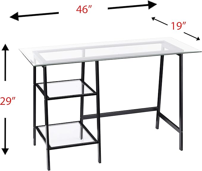 SEI FURNITURE Avery Metal &amp Glass A-Frame Writing Desk Black.