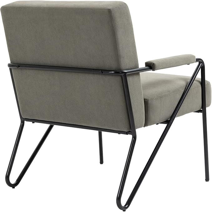 Mid Century Accent Chair with Upholstered Cushion and Metal Frame Comfy Arm Chair for Living Room Bedroom Office Lime Green