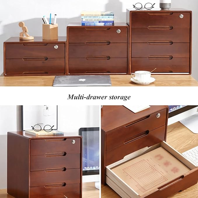 Desktop File Cabinet - Solid Wood Storage Box Desk Organizers With Lock Solid Wood Storage Box Rustic Dresser Office &amp Homeschool Desk Drawers Organizer And Accessories