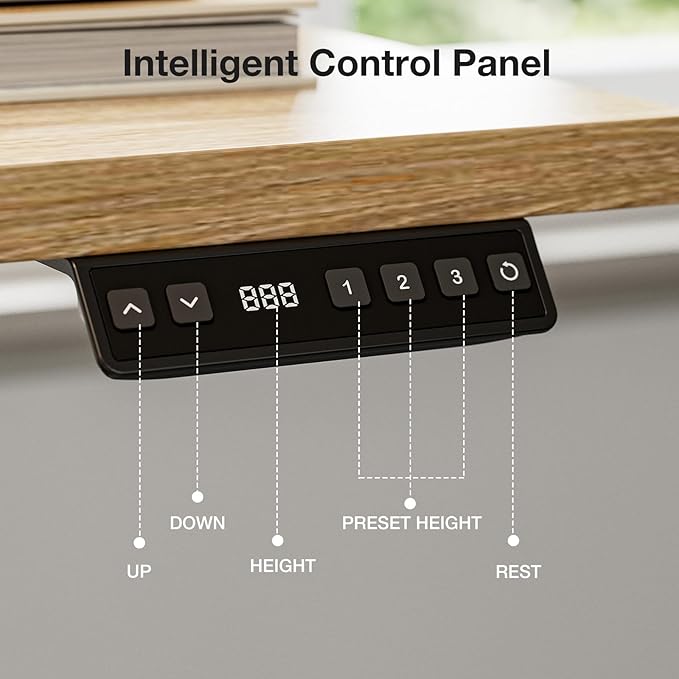 Muvai L Shaped Standing Desk with Cable Management Tray 59 Inch Height Adjustable Electric Standing Corner Desk Sit Stand Up Table for Home Office with Reversible Splice Board Light Rustic Brown