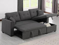 83 L-Shaped Sleeper Sectional Sofa with Storage Chaise &amp Cup Holders – Pull-Out Convertible Bed 3-in-1 Space-Saving Design for Apartments Modern Linen Fabric Easy Assembly