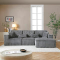 110 Cloud Sectional Couch Modular Sectional Sofa with Deep Seat Corduroy Upholstered Boneless Couch for Living Room Bedroom Left Facing Chaise (Grey 110 Right Facing Chaise)