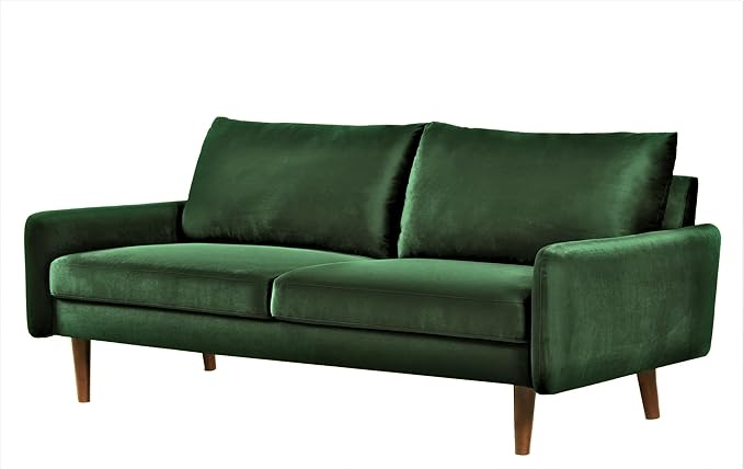 Kent Velvet Sofa for Modern Living Rooms and Compact Spaces Comfy 3 Seater Couch Studio Apartment Furniture with Sleek Design Green