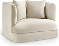 Meridian Furniture 699Cream-C Alder Collection Modern | Contemporary Chair with Ultra Luxe Cream Velvet 460 GSM Velvet Solid Wood Frame 38 W x 36 D x 30 H Cream