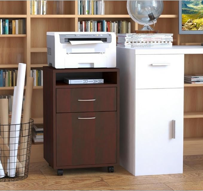 Hassyee Home or Office Mobile File Storage Cabinet Organizer with Shelf Large Drawer and Doorample Space for Paper Reams Ink Cartridge Books Folders and Other Office Suppliers (Brown)
