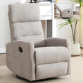 Swivel Rocking Recliner Chair Upholstered Glider Rocker with Adjustable Backrest and Footrest Modern Rocking Chair for Adults with 2 Pockets for Nursery Lounge Bedroom Living Room (Khaki)