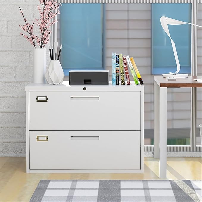 HASMI Filing Cabinet 2 Drawer Rolling File Cabinet Metal Mobile Filing Cabinet with Lock Under Desk Anti-Tilt Wide File Cabinet for Office Home White Storage Cabinet yuqing2022