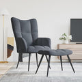Recliner Chair with Stool Dark Grey Velvet Armchair Living Room Recliner Chair Backrest Adjustable TV Chair TV Chair - 328085