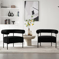 Wahson Black Accent Chair Set of 2 with Metal Legs Velvet Upholstered Barrel Chair with Curved Backrest Small Modern Reading Chair for Living Room/Bedroom/Office