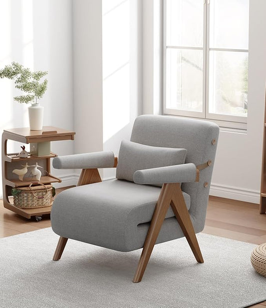 3 in 1 Convertible Sleeper Chair GreyFlip Out Sofa Chair Pull Out Couch to Bed for Adults Indoor Space Saving Lounger Furniture for Living Room Bedroom Compact Guest Bed W25x31.8Dx31.8H“