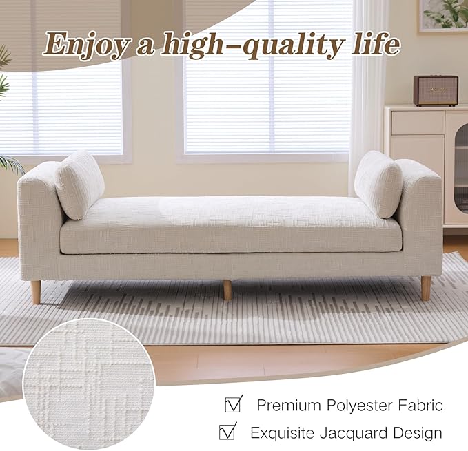 Chifee &amp Vingol End of Bed Bench King Size 83.1 W Bedroom Benches Upholstered Entryway Bench with Removable Pillows for Living Room Bed Room HallwayBeige