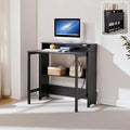 Folding Desk with Charging StationFold Out Desk with Monitor StandStorage ShelfSmall Foldable Computer Desk for Compact Home Office Spaces (Black)