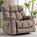 INZOY Oversized Rocker Recliner with Heat and Vibration Manual Swivel Rocking Recliner Chair with Vibrating Massage Comfy Padded Overstuffed Soft Fabric Heated ReclinerCamel