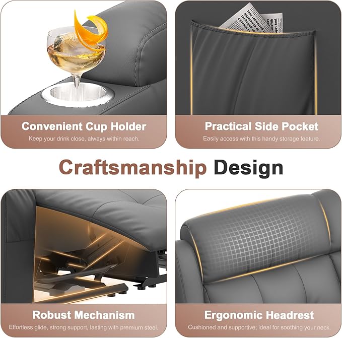 Recliner Sofa Massage Reclining Sofa 4 Seater Sets Heavy Weight Capacity RV Loveseat Clearance with Storage Cup Holders Wall Hugger Couches for Living Room