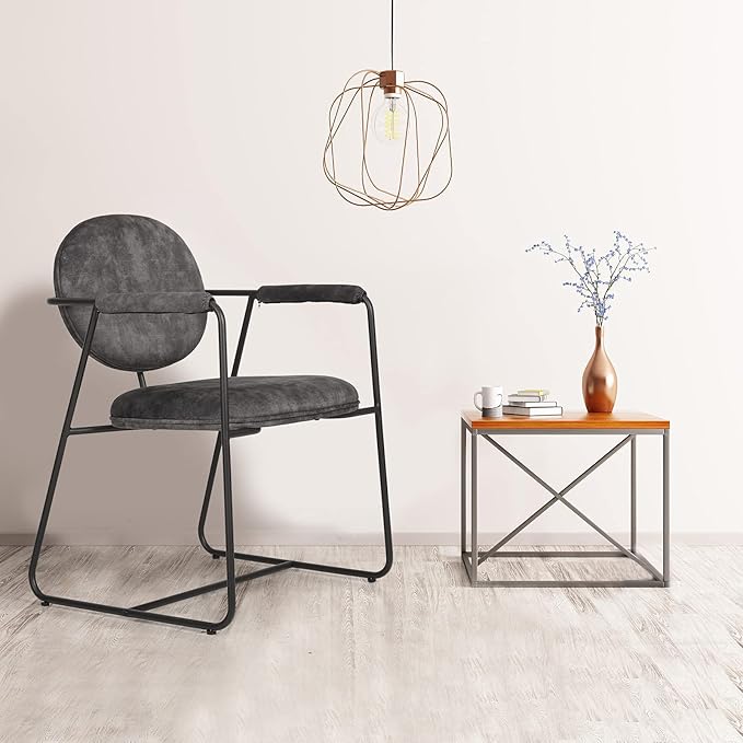Sophia &amp William Living Room Chairs 18 Velvet Accent Chair Metal Armchairs Vanity Chair Leisure Chair Middle Back Reception Chair for Livining Room Bedroom Metal Leg Detachable Armrest Dark Grey