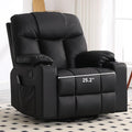 Bonzy Home Oversized Swivel Rocker Recliner 40 Rocking Recliner Chair with Heated and Massage PU Leather Single Sofa with Swivel Function 2 Cup Holders for Living Room Bedroom Black