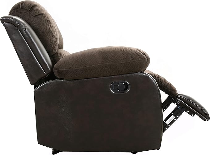 Lexicon Baluze Faux Leather Wall Hugger Recliner Chair for Living Room Office RV - High-Density Foam Sturdy Solid Wood Frame - Chairs Living Room Recliners for Small Spaces - Brown Shades