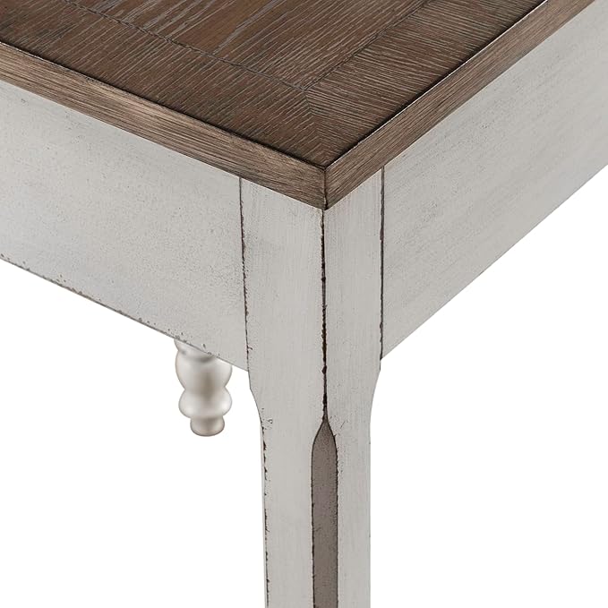 Liberty Furniture Magnolia Manor 4 Piece Opt L Shaped Writing Desk Set Keyboard Tray European Traditional Home Office - Antique White &amp Weathered Bark Oak Wood