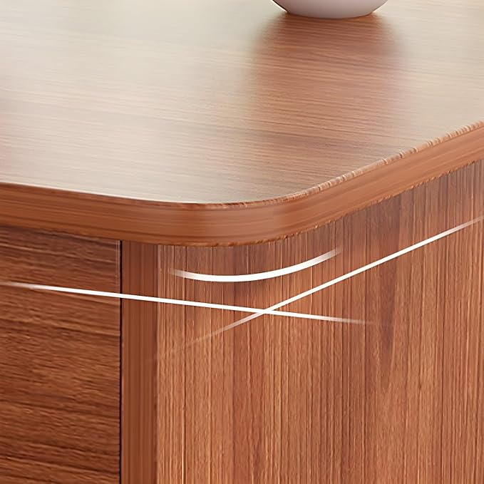 LITFAD Stylish Credenza Desk with Wood Pedestal Base and Exterior Shelving L-Shape Computer Desk Modern Office Desk for Office Home - Without Chairs Brown 47.2 L x 48.4 W x 57.1 H