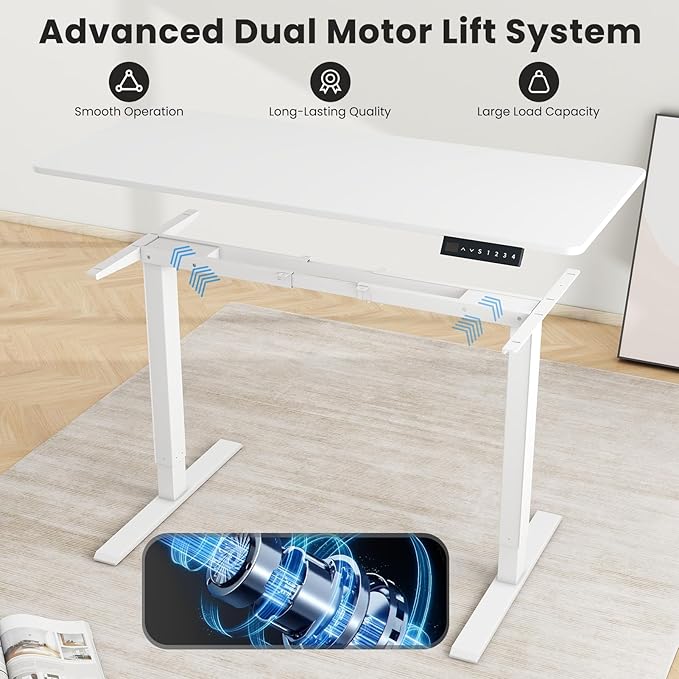 Dual Motor Electric Standing Desk Frame- Heavy Duty Height Adjustable Desk Legs Sit to Stand Up Desk Base 4 Memory Settings Controller for Adjustable Desktop Sizes Over 300 lbs Load Capacity