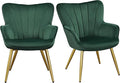 Topeakmart Velvet Accent Chair Modern and Mid Century Barrel Chair Makeup Chair with Soft Padded and High Back for Living Room Bedroom Dressing Room Home Office Set of 2 Green