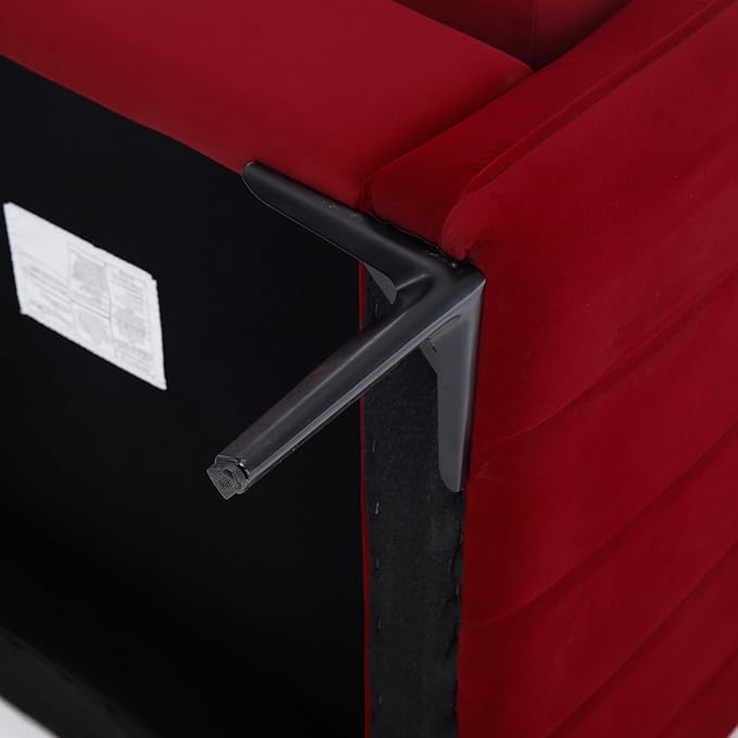 KEIKI Cloud Chair for Living Room Soft Velvet Single Seat Sofa with Bold Armrests and Metal Frame Comfy Accent Chair for Bedroom and Office Wine Red