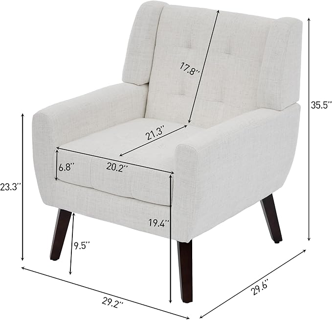 UIXE Accent Chairs Set of 2 Modern Upholstered Arm Chair in Fabric for Living Room Comfy Armchair Single Sofa Seat with Solid Wooden Legs (Green)