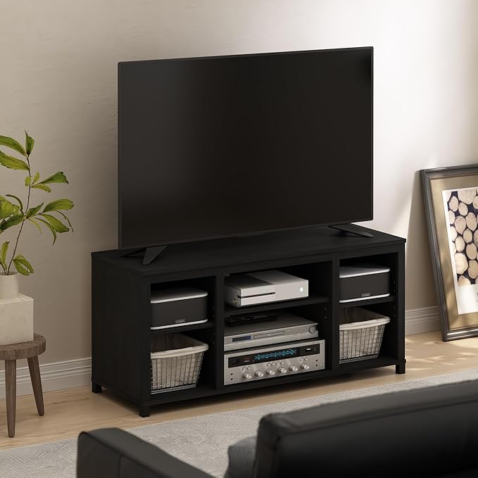 Furinno Classic TV Stand Entertainment Center TV Console for TV up to 55 Inch with Shelves for Living Room Bedroom Americano