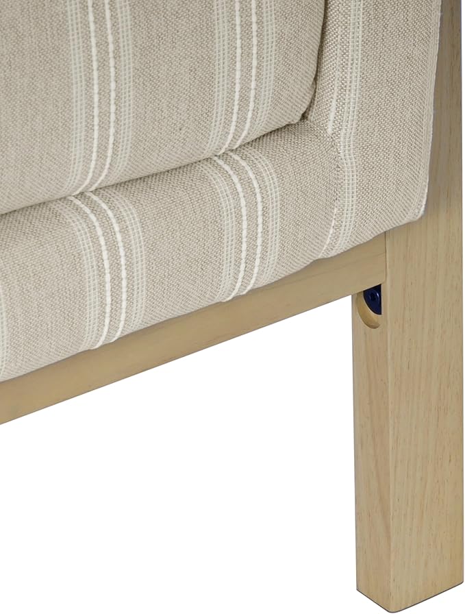 HomePop Exposed Wood Frame Accent Chair | Homepop Home Decor | Accent Chairs for Living Room &amp Bedroom - Tan Stripe