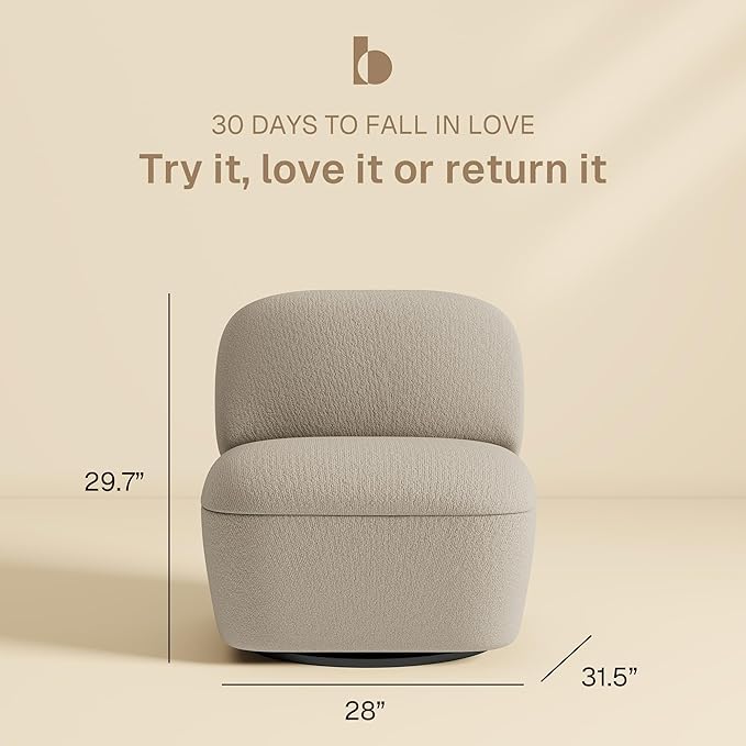 BELLEZE Set of 2 Modern Upholstered Swivel Accent Chair with Hidden Storage 360° Rotating Chair Easy Assembly Compact Chair for Living Room Bedroom Office Space-Saving Design - Beige
