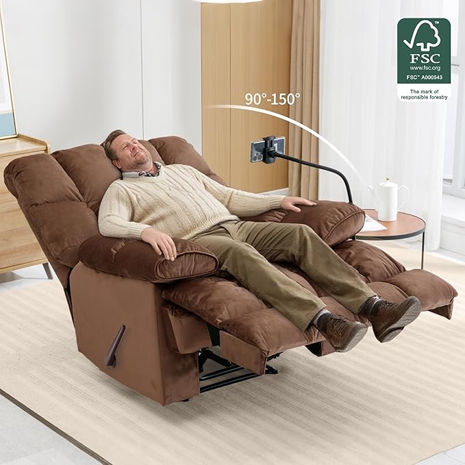 Oversized Recliner Chair Big Man Recliner Chairs for 400LBS Adults Extra Wide Recliner Large Heavy Duty Recliner Chair for Living Room Brown