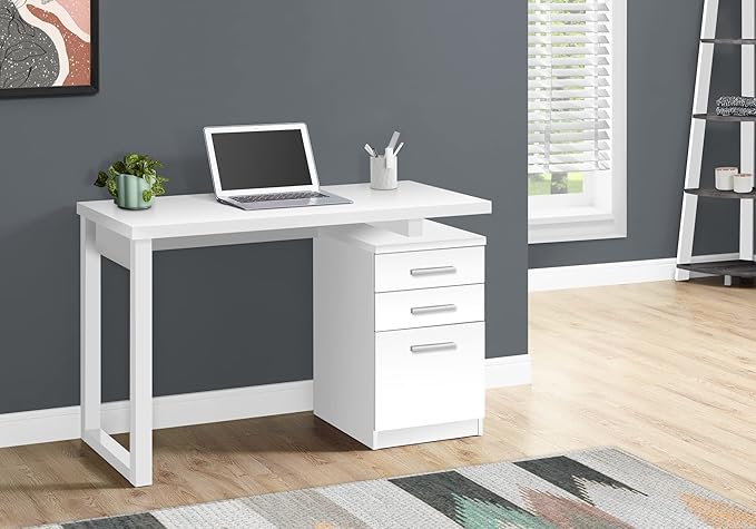 Monarch Specialties I 7690 Computer Desk Home Office Laptop Left Right Set-up Storage Drawers 48 L Work Laminate White Contemporary Modern