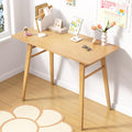 100% Solid Wood Writing Desk - 39 x 20 Inch Bamboo Home Office Computer Desks Simple Desk for Small Spaces Modern Study Table - Natural Boho Desks