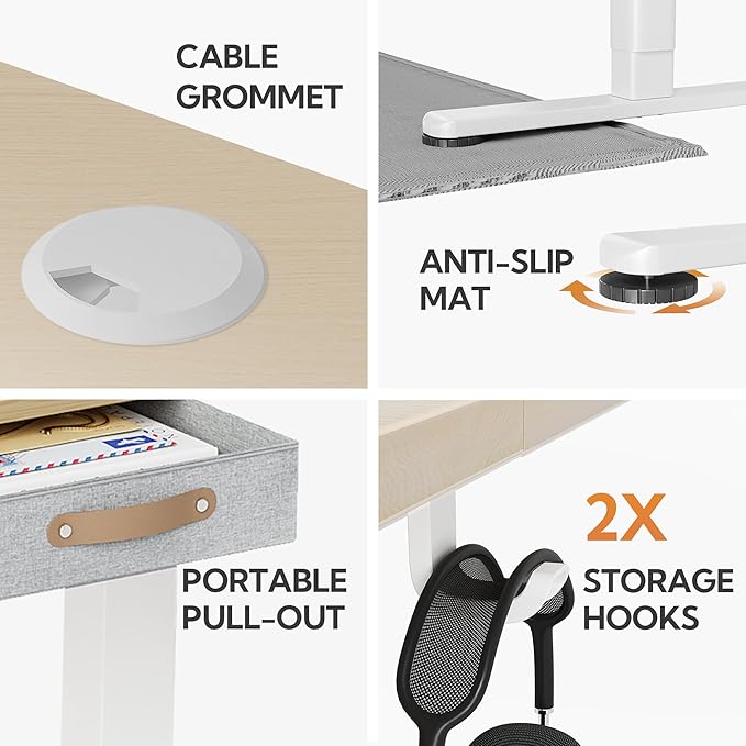 Seang Standing Desk with Drawer 40 x 24 Height Adjustable Stand Up Desk 3 Memory Height Settings with Cable Grommets &amp Storage Hooks Ideal for Home &amp Office Nature