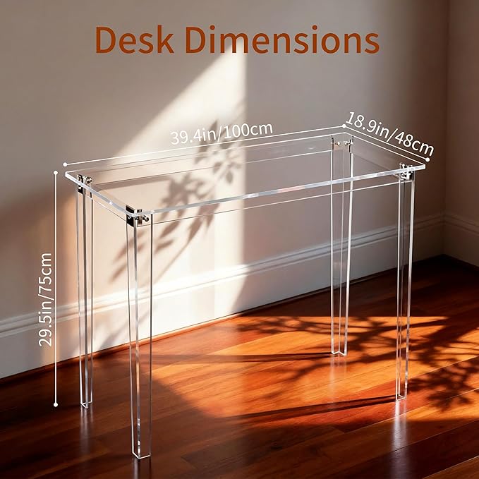 Acrylic Desk Clear Modern Writing Table for Home Office (Clear Nomal)