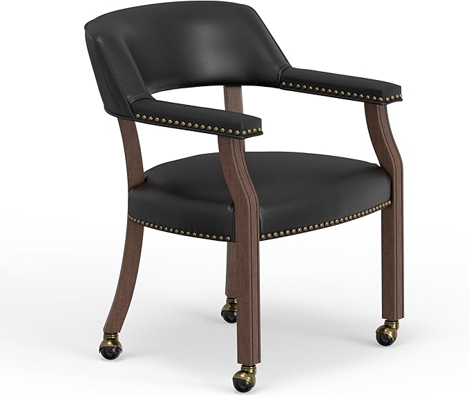 Modern Accent Chair Upholstered PU Leather Barrel Armchairs with Rubberwood Legs Comfy Lounge Arm Chair Hollow-Out Side Club Chair for Living Room Bedroom Office (Black)