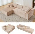 110 Inch Modular Sectional Cloud Couch with ChaiseOversized Deep Seat Sofa in CorduroyBoneless L Shaped Boneless Floor Couch Vacuum Pack for Easy ShippingNo Assembly for Living Room BedroomBeige