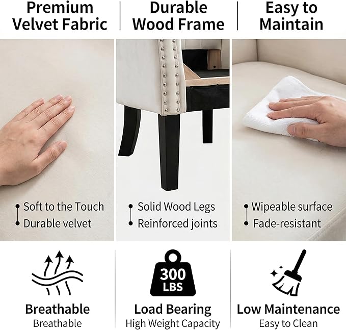 Modern Accent Chair for Living Room Comfy Upholstered Armchair for Bedroom &amp Small Spaces Mid Century Lounge Reading Chair for Office(White)