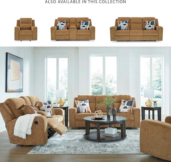 Signature Design by Ashley Kanlow Modern Manual Rocker Recliner Light Brown