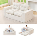 Hobestluk Sofa Couch Loveseat Sofa with Chenille Fabric 2-Seater Sofa for Small Spaces Comfortable Foam Floor Sofa 2 in 1 Boneless Couch for Living Room Bedroom Apartment or Office (Beige Loveseat)