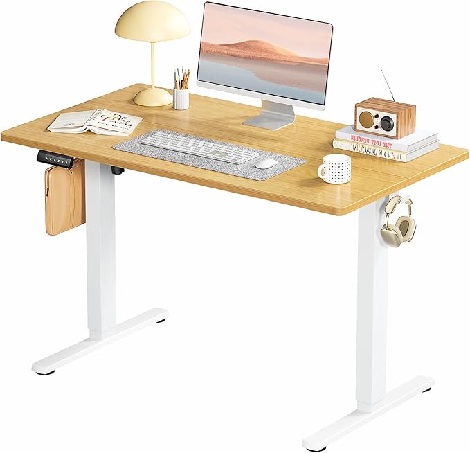 Electric Standing Desk Adjustable Height Stand up Desk 24x48 Inches Sit Stand Home Office Desk with Cable Management 3 Memory Preset Adjustable Height Desk Computer Home Office Desk Natural