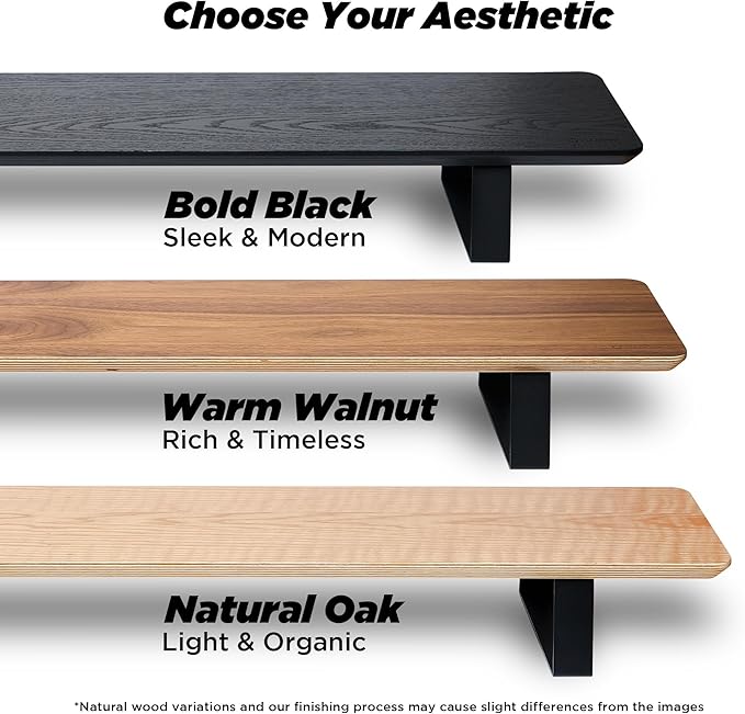 Moodular Wooden Monitor Stand 33.4” (85cm) Desk Organizer with Metal Slide Rails for Drawer Tray Laptop Tablet Phone &amp Headphones Customizable Riser for Organized Workspace Walnut MS85-W