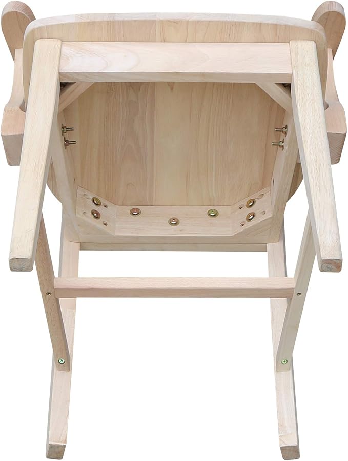International Concepts Mission Side Chair with Arms Solid Parawood Unfinished