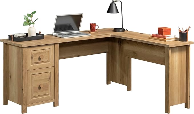 Sauder Hillmont Farm L Desk Timber Oak Finish