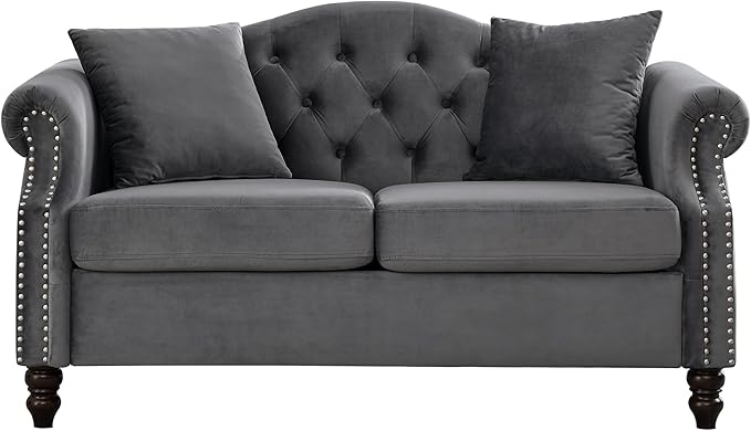 Modern Velvet Loveseat 57 Inch Sectional Couch Luxury 2 Seater Deep Couch with NailheadUpholstered Sofa for Living Room Bedroom Apartment