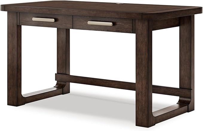 Signature Design by Ashley Breckington Contemporary 56 Home Office Computer Desk with 2 Drawers and Wire Management Dark Brown